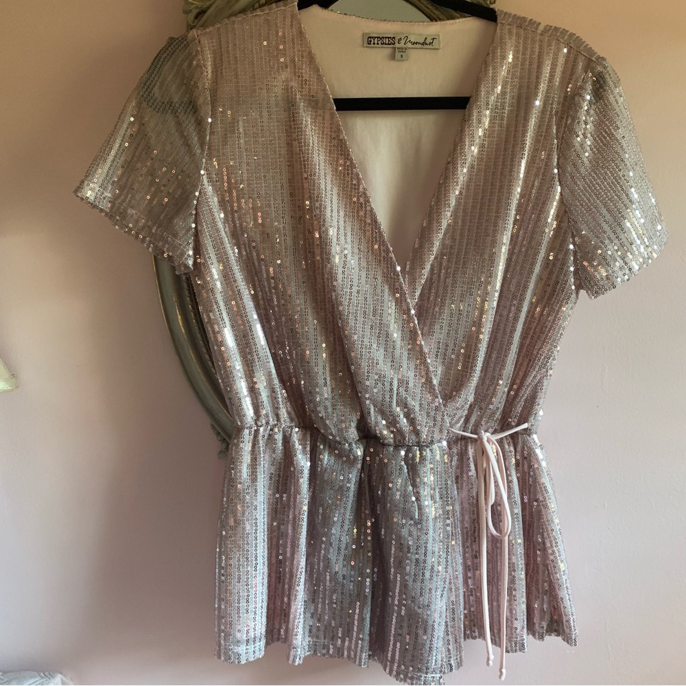 GYPSIES & MOONDUST Sparkling Pink Sequin Blouse